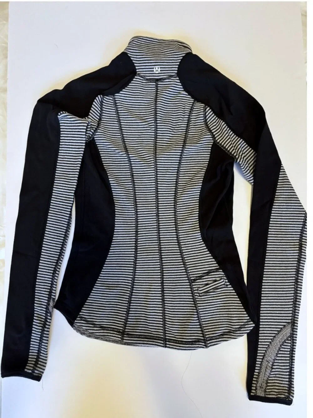 lululemon Pinstripe Colorblock Half-Zip Pullover, Black/White, Size 4